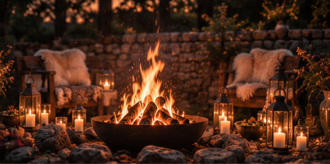 Ahnenfeuer am Abend